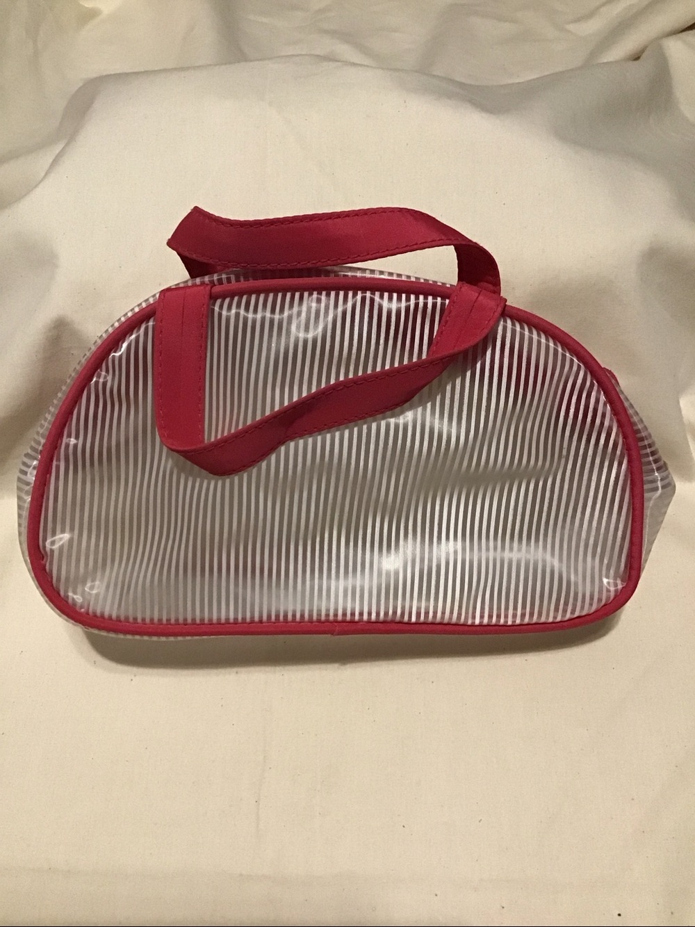 Vintage clear cosmetic bag with handles